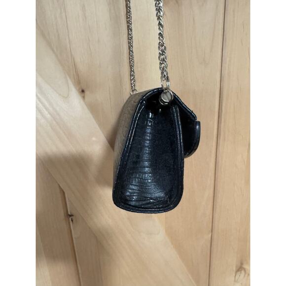 Stella Page | Black Leather Silver Hardware Red Sparkle Decoupage Chain Purse - Picture 7 of 13